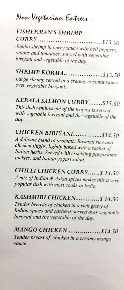India Cafe - Augusta, GA menu_pic