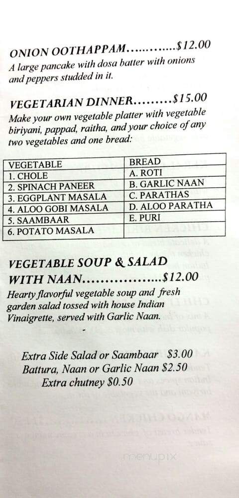 India Cafe - Augusta, GA menu_pic