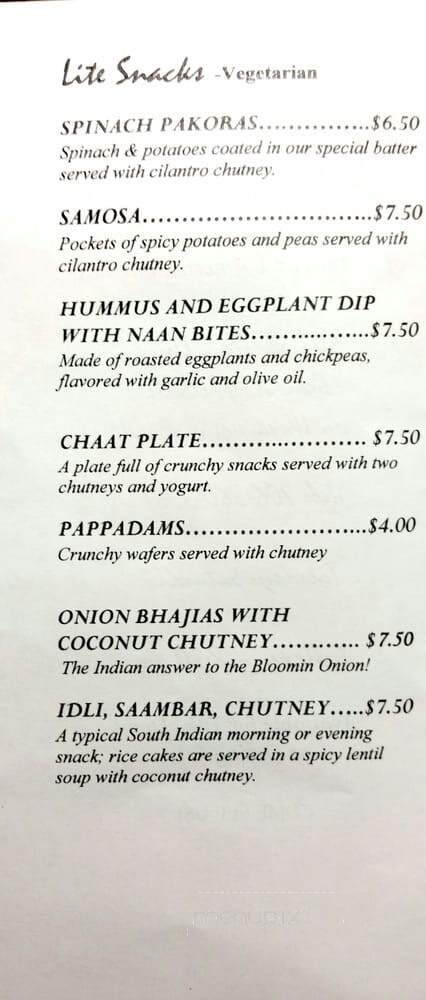 India Cafe - Augusta, GA menu_pic