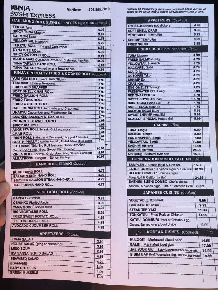 Kinja Sushi Market - Augusta, GA menu_pic