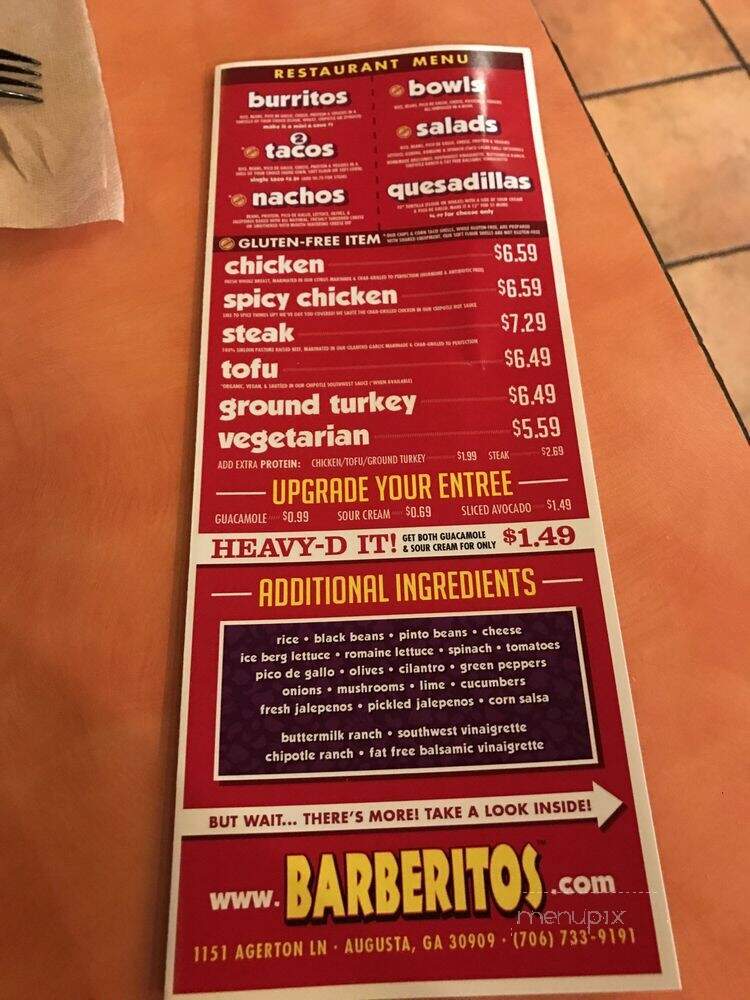 Barberitos Southwestern Grille - Augusta, GA menu_pic