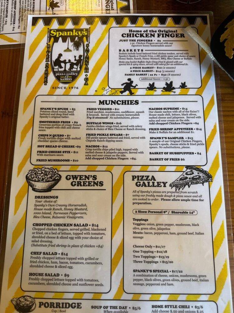 Spanky's Pizza Galley & Saloon - Pooler, GA menu_pic