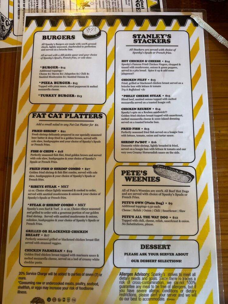 Spanky's Pizza Galley & Saloon - Pooler, GA menu_pic
