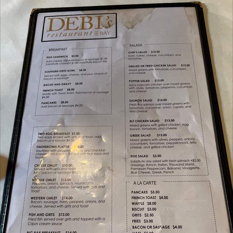 Debi's The Restaurant - Savannah, GA menu_pic