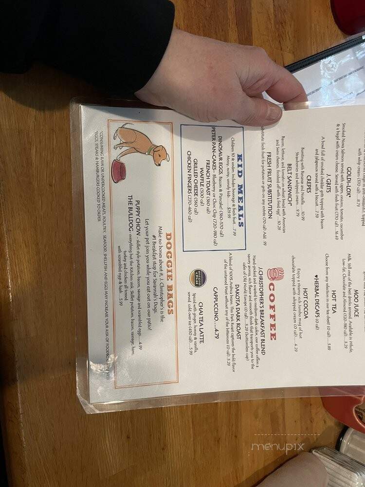 J Christopher's Corp - Savannah, GA menu_pic