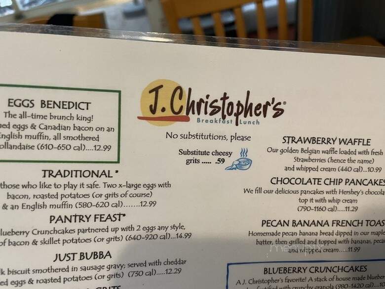 J Christopher's Corp - Savannah, GA menu_pic