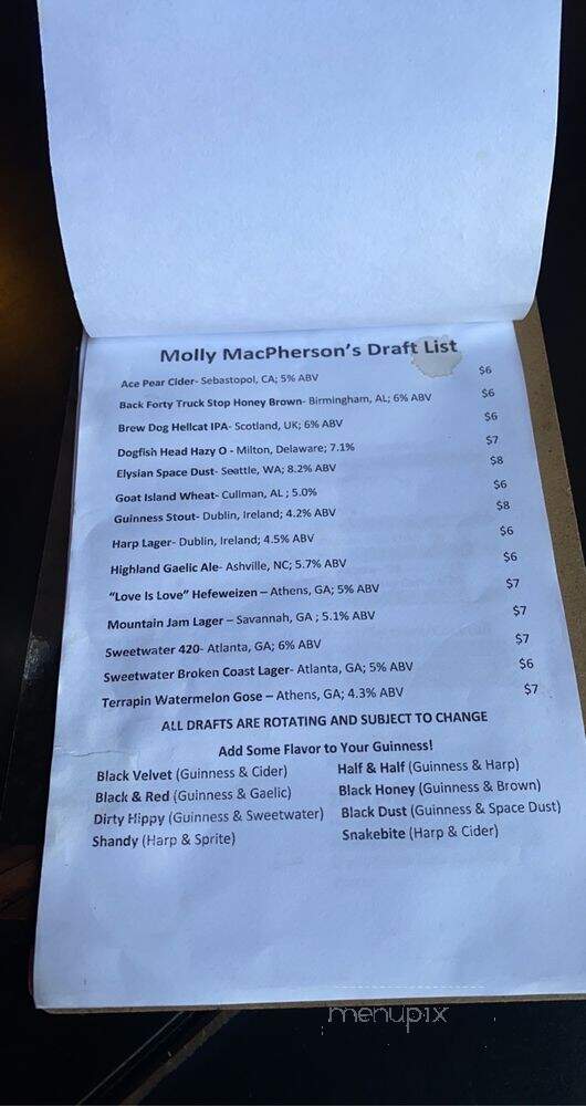 Molly Mac Pherson - Savannah, GA menu_pic