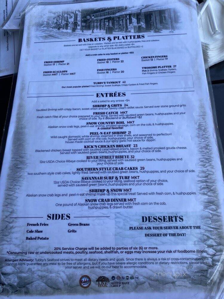 Tubby's Tank House - Savannah, GA menu_pic