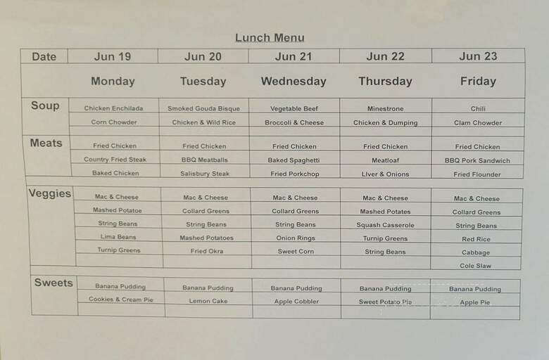 Sunrise Restaurant - Savannah, GA menu_pic