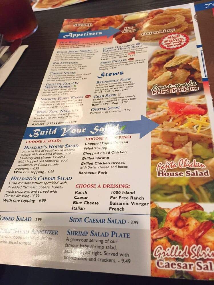 Carey Hilliard's Restaurant - Savannah, GA menu_pic