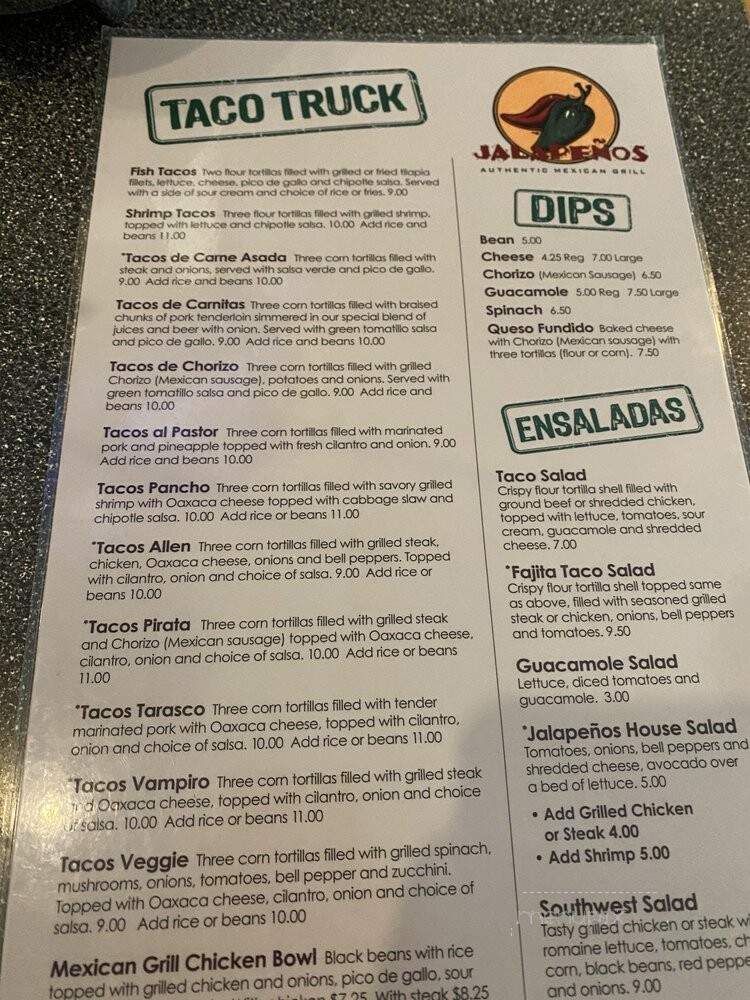 Jalapenos Mexican Restaurant - Savannah, GA menu_pic
