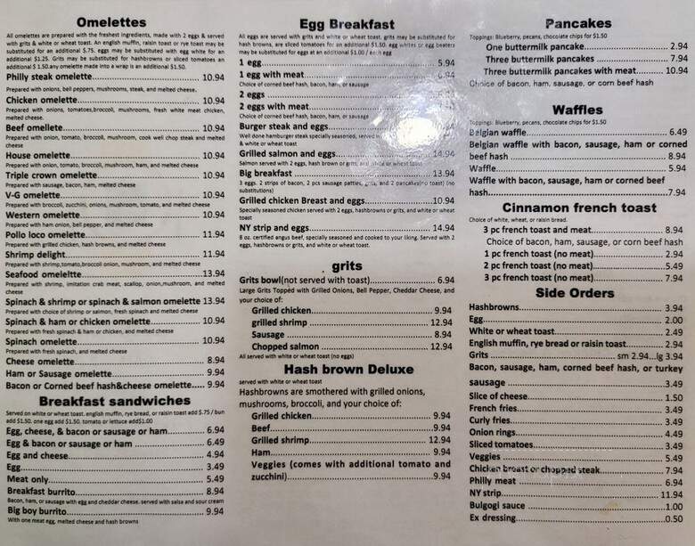 Omelette House - Savannah, GA menu_pic