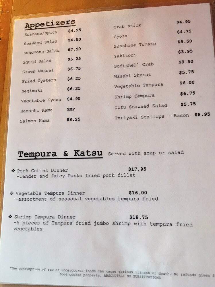 Sushi Zen Southside - Savannah, GA menu_pic