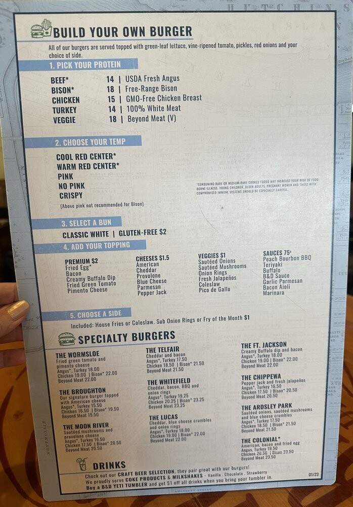 B & D Burger - Savannah, GA menu_pic