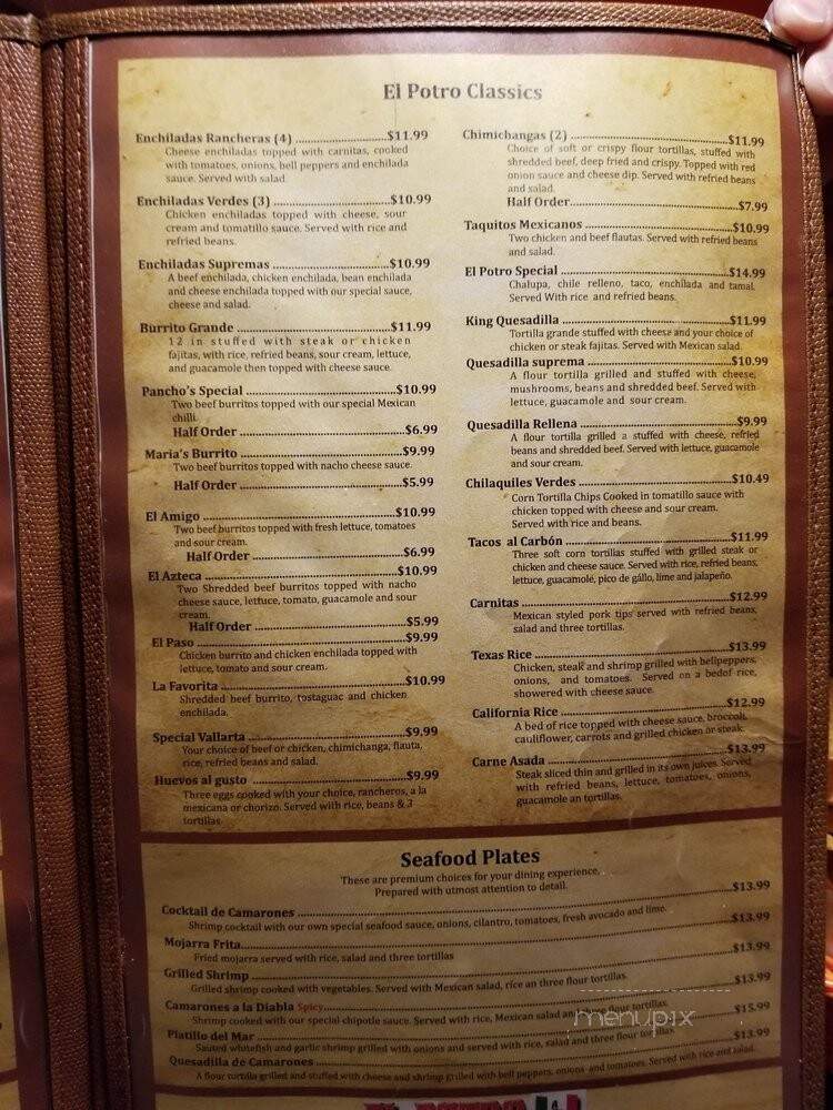 El Potro Mexican Restaurant - Savannah, GA menu_pic