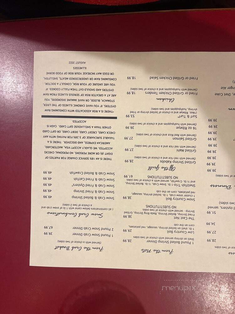 Shellhouse Restaurant - Savannah, GA menu_pic