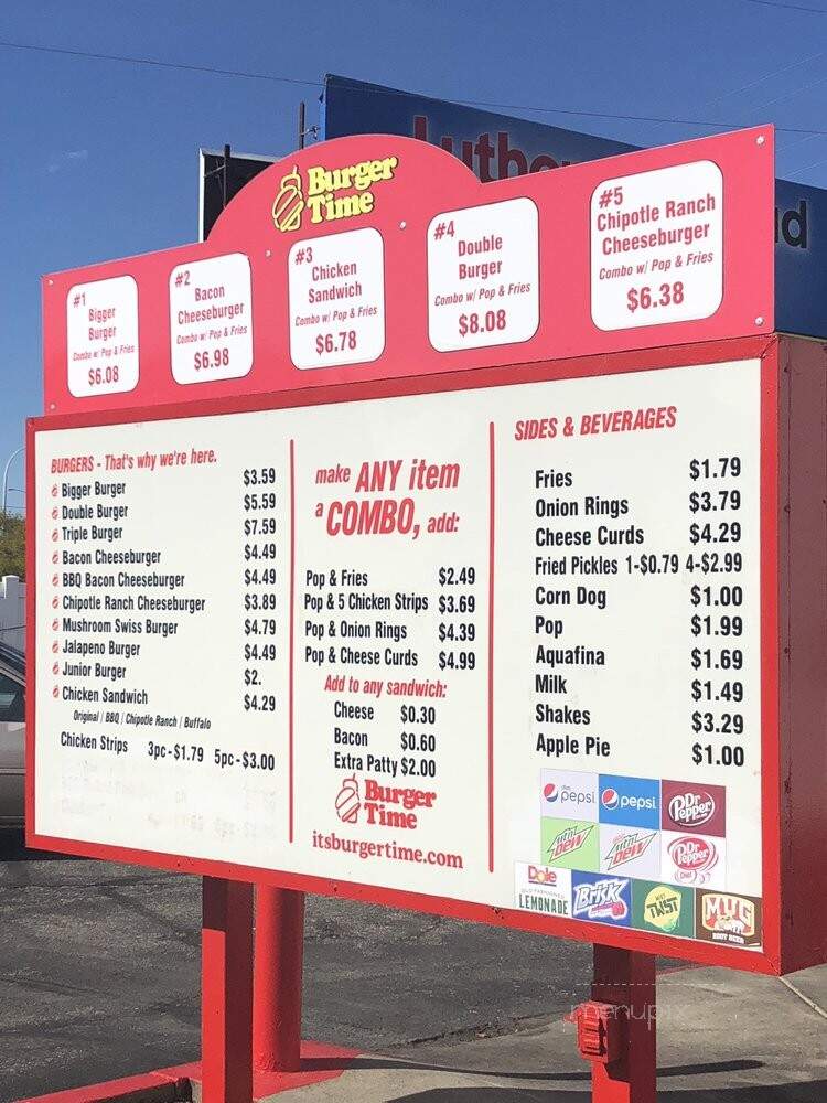 Burger Time - Waite Park, MN menu_pic