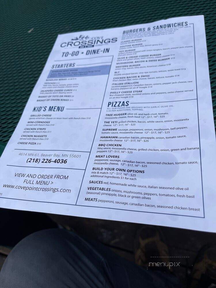 Cove Point Crossing - Beaver Bay, MN menu_pic