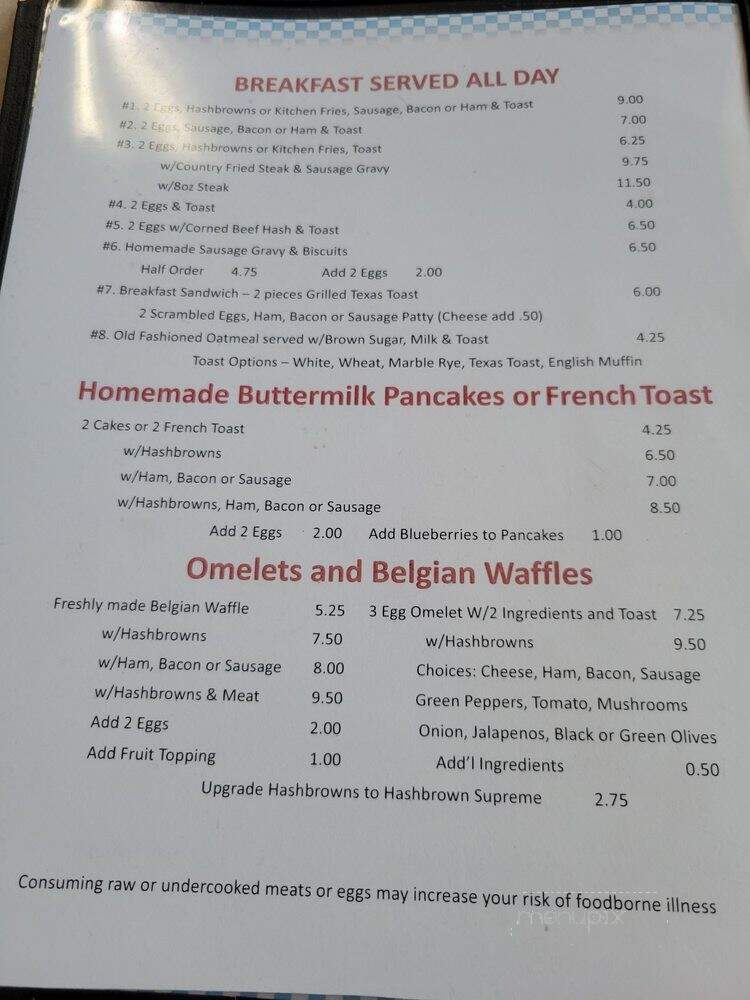 Kozy Kitchen - Pine City, MN menu_pic