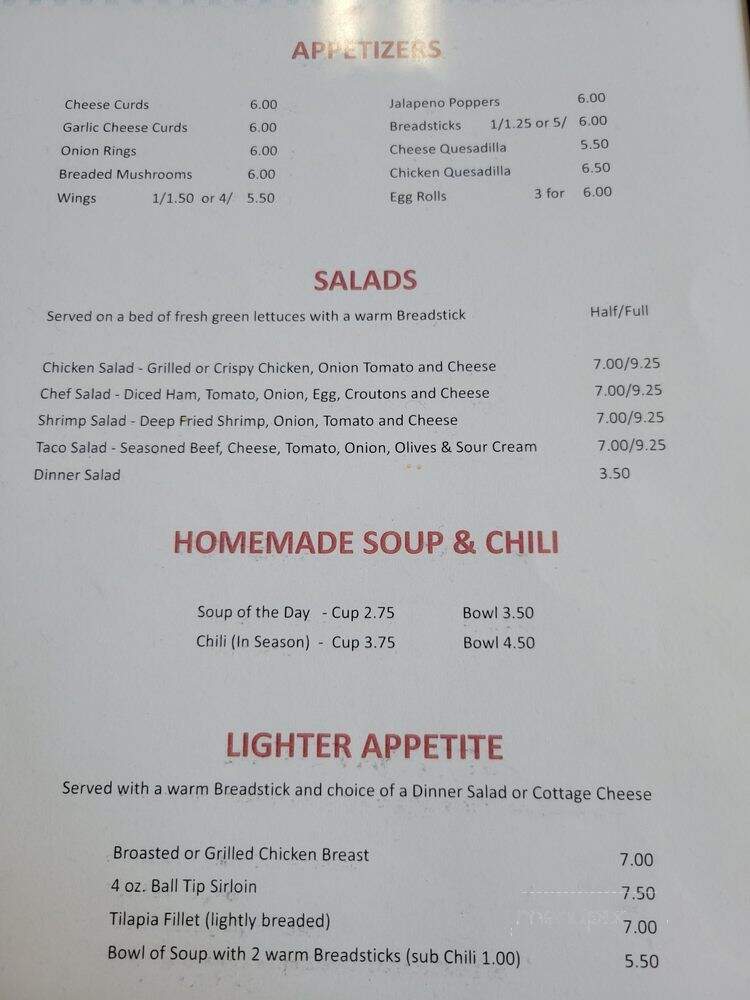 Kozy Kitchen - Pine City, MN menu_pic