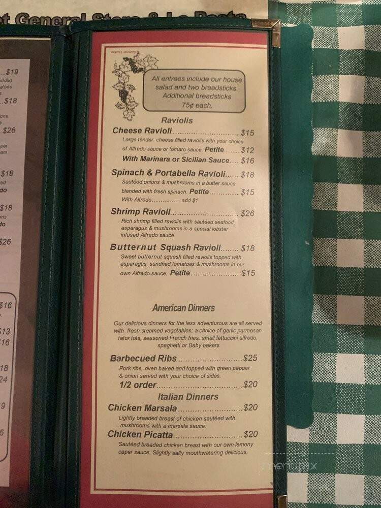 La Pasta Eatery - Park Rapids, MN menu_pic