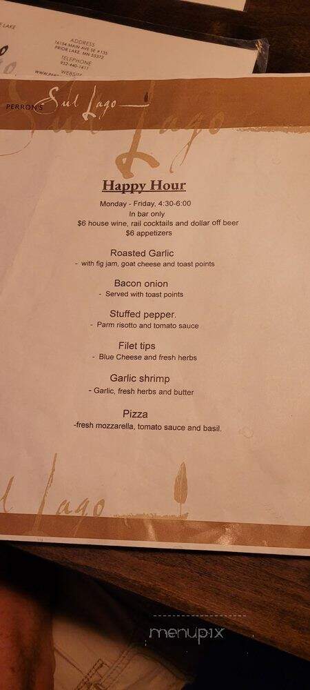 Perrons' Sul Lago - Prior Lake, MN menu_pic