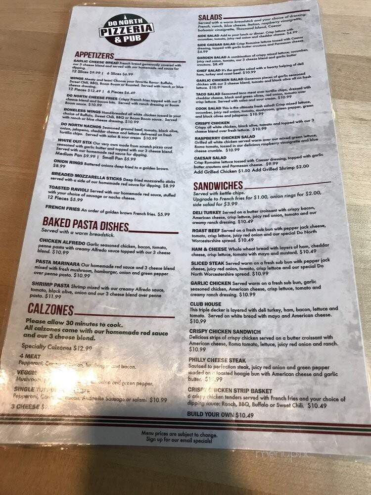 DO North Pizzeria - Hermantown, MN menu_pic
