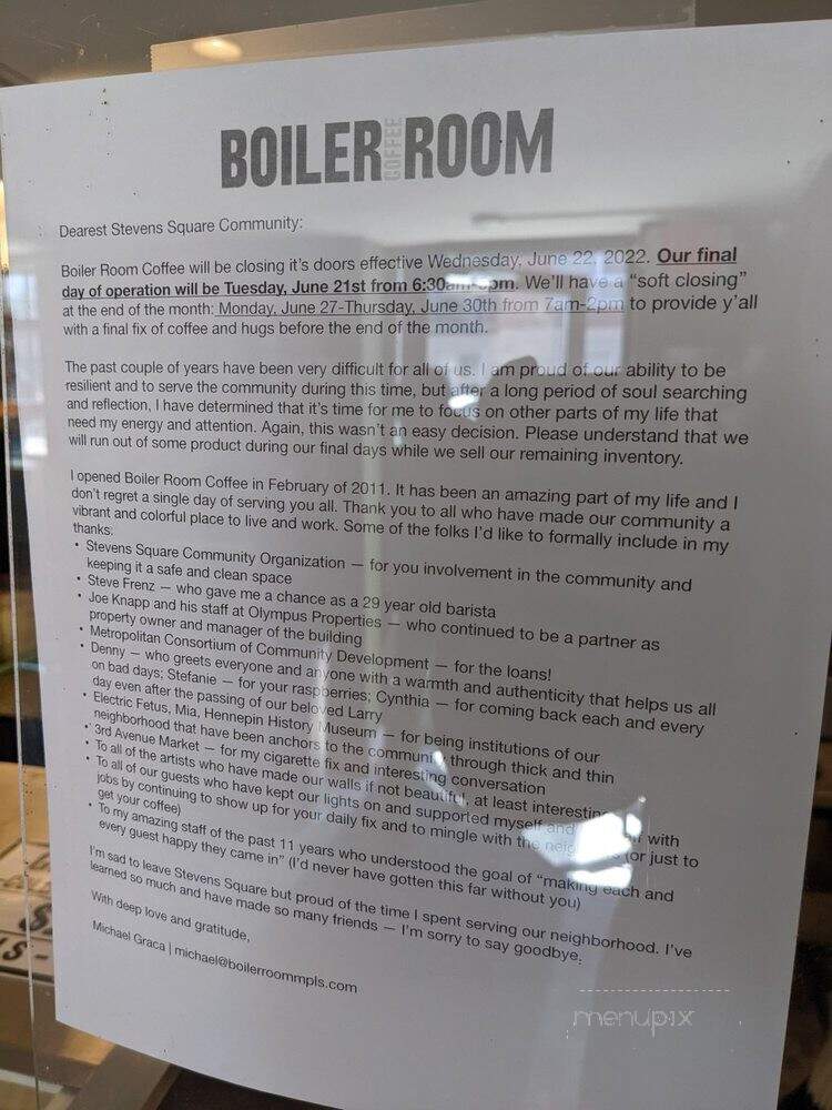Boiler Room Cafe - Minneapolis, MN menu_pic