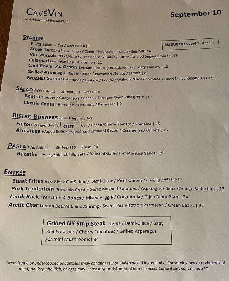 Cave Vin - Minneapolis, MN menu_pic