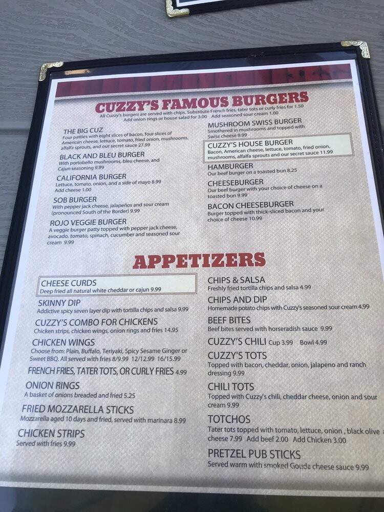 Cuzzy's Grill & Bar - Minneapolis, MN menu_pic