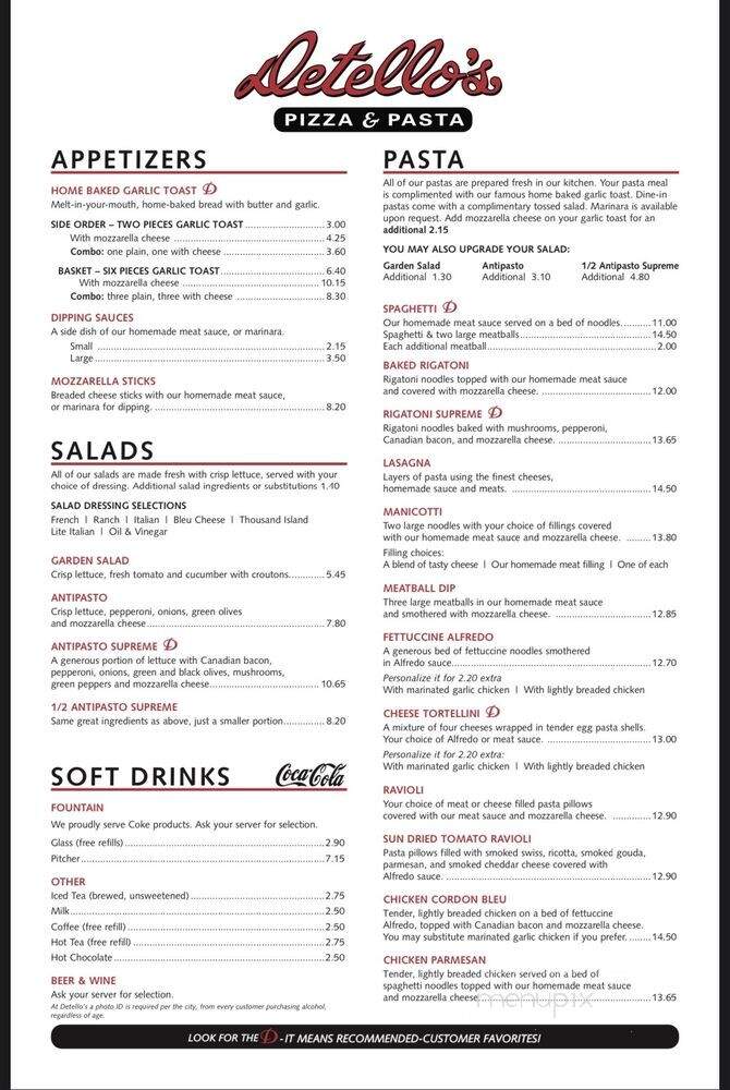 Detello's Pizza & Pasta - Eden Prairie, MN menu_pic
