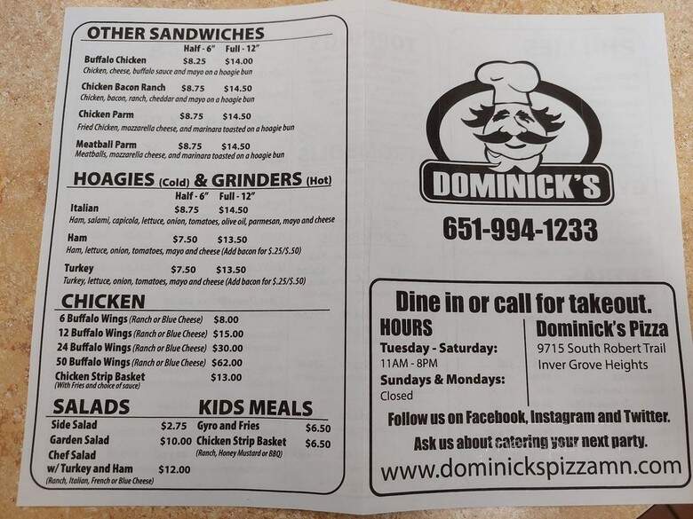 Dominick's Pizza - Inver Grove Heights, MN menu_pic