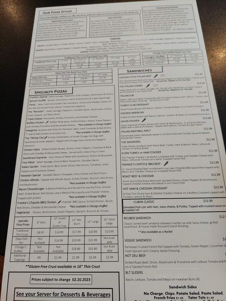 Frankies Pizza - Minneapolis, MN menu_pic