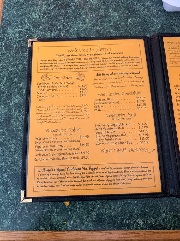 Harry Singh's Caribbean Restaurant - Minneapolis, MN menu_pic