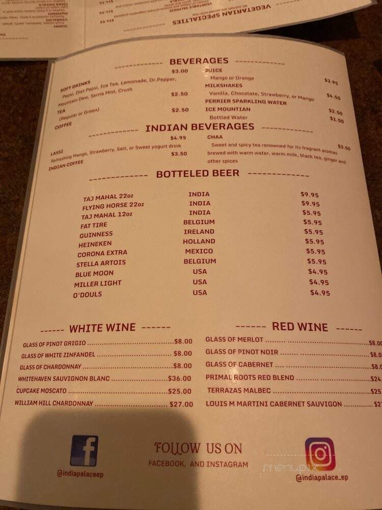 India Palace - Eden Prairie, MN menu_pic