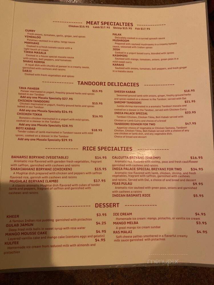 India Palace - Eden Prairie, MN menu_pic