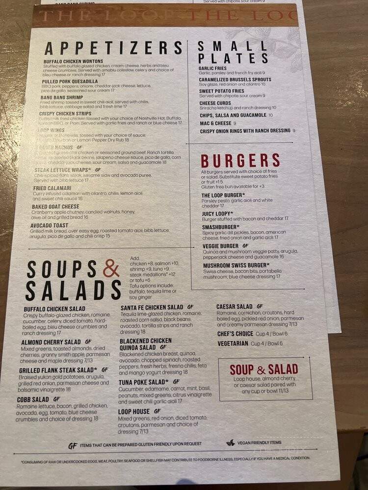 Loop Bar & Restaurant - Minneapolis, MN menu_pic