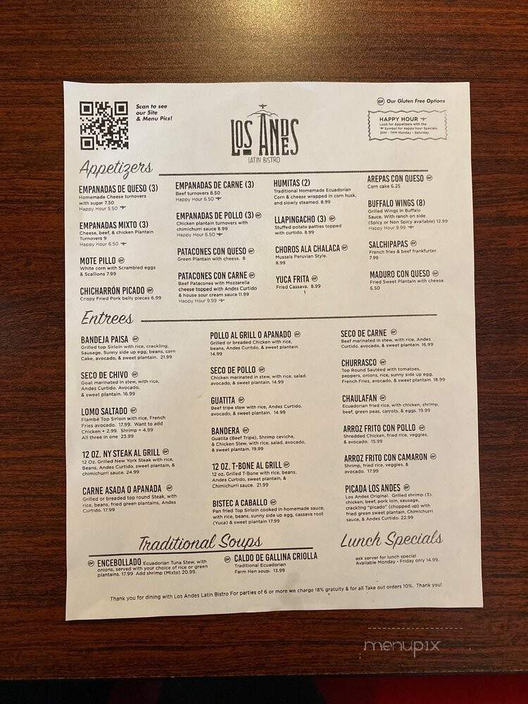 Los Andes Restaurant - Minneapolis, MN menu_pic