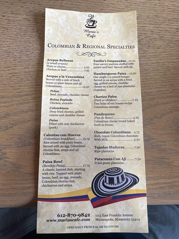 Maria's Cafe - Minneapolis, MN menu_pic