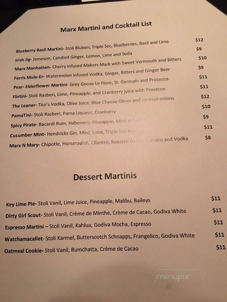 Marx Wine Bar & Grill - Stillwater, MN menu_pic