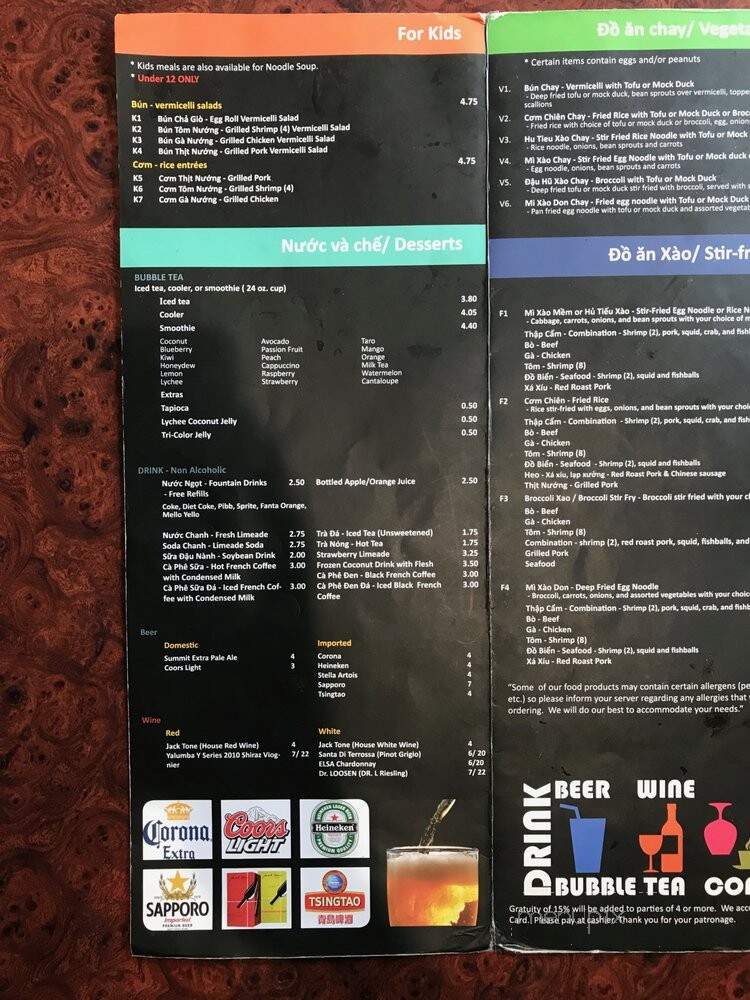 Saigon Restaurant & Bakery - Saint Paul, MN menu_pic