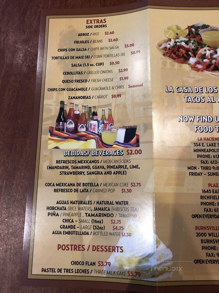 Taqueria La Hacienda - Minneapolis, MN menu_pic