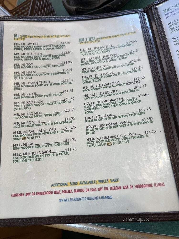 Tay Ho - Saint Paul, MN menu_pic