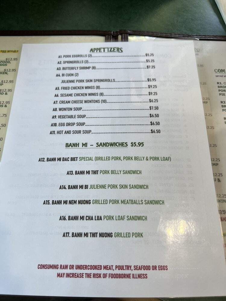 Tay Ho - Saint Paul, MN menu_pic