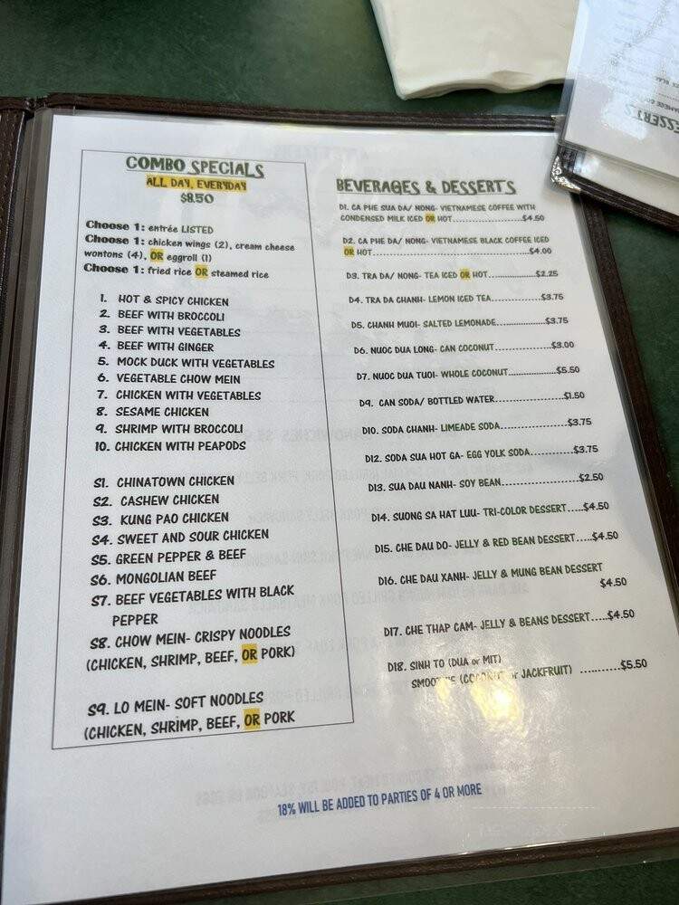 Tay Ho - Saint Paul, MN menu_pic