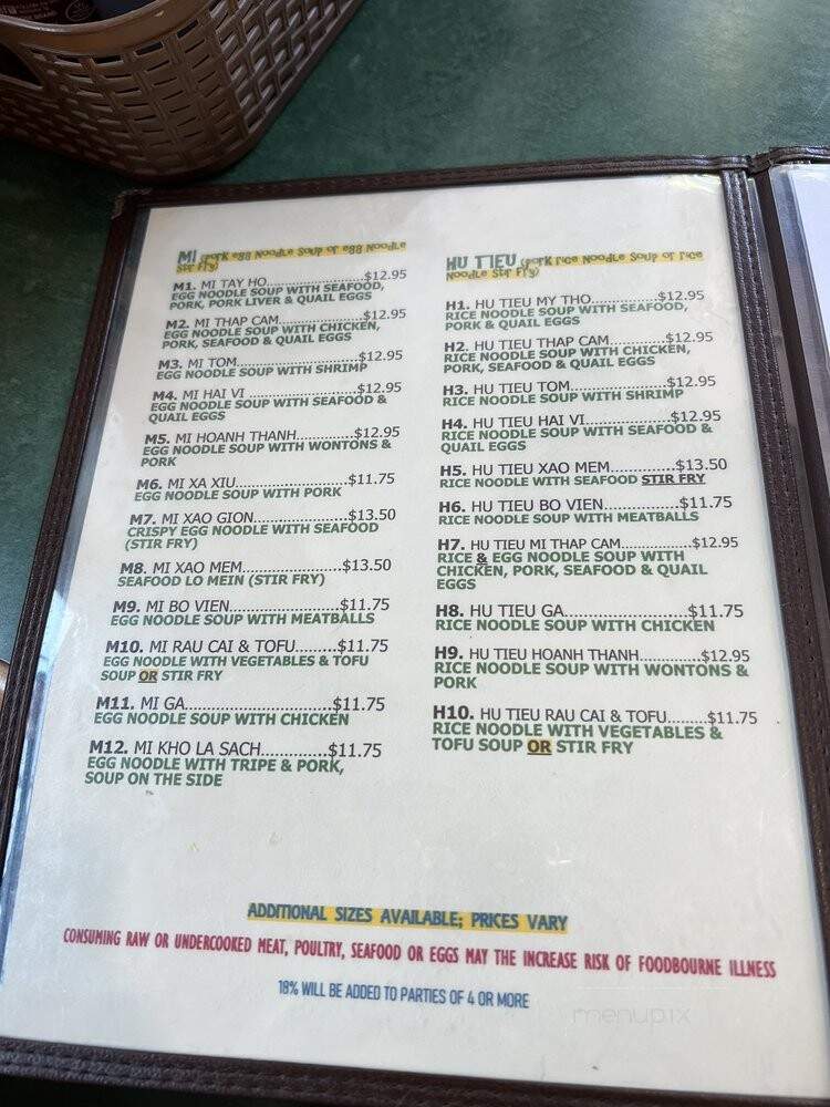 Tay Ho - Saint Paul, MN menu_pic