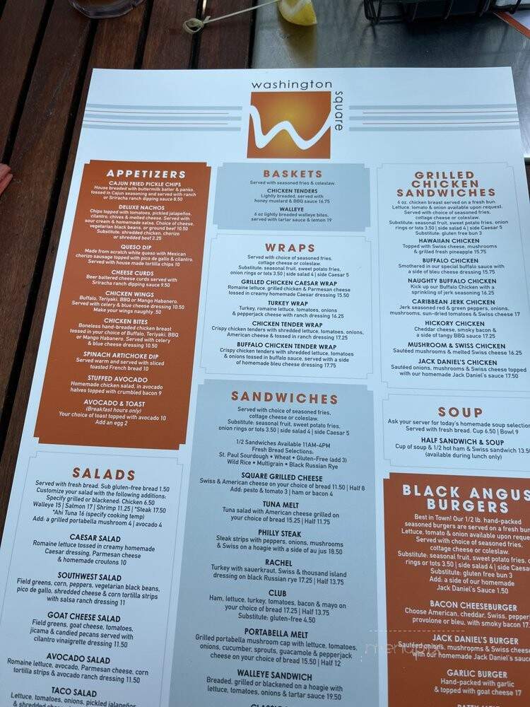 Washington Square Bar & Grill - Saint Paul, MN menu_pic