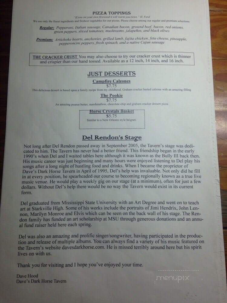 Darkhorse Tavern - Starkville, MS menu_pic