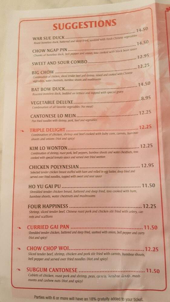 Sun Koon Restaurant - Vicksburg, MS menu_pic