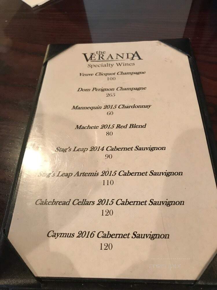 Veranda - Starkville, MS menu_pic
